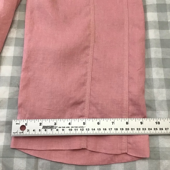 BYLYSE SPENARD 100% linen pedal pusher pants wide leg trouser pink summer Medium - Picture 7 of 12